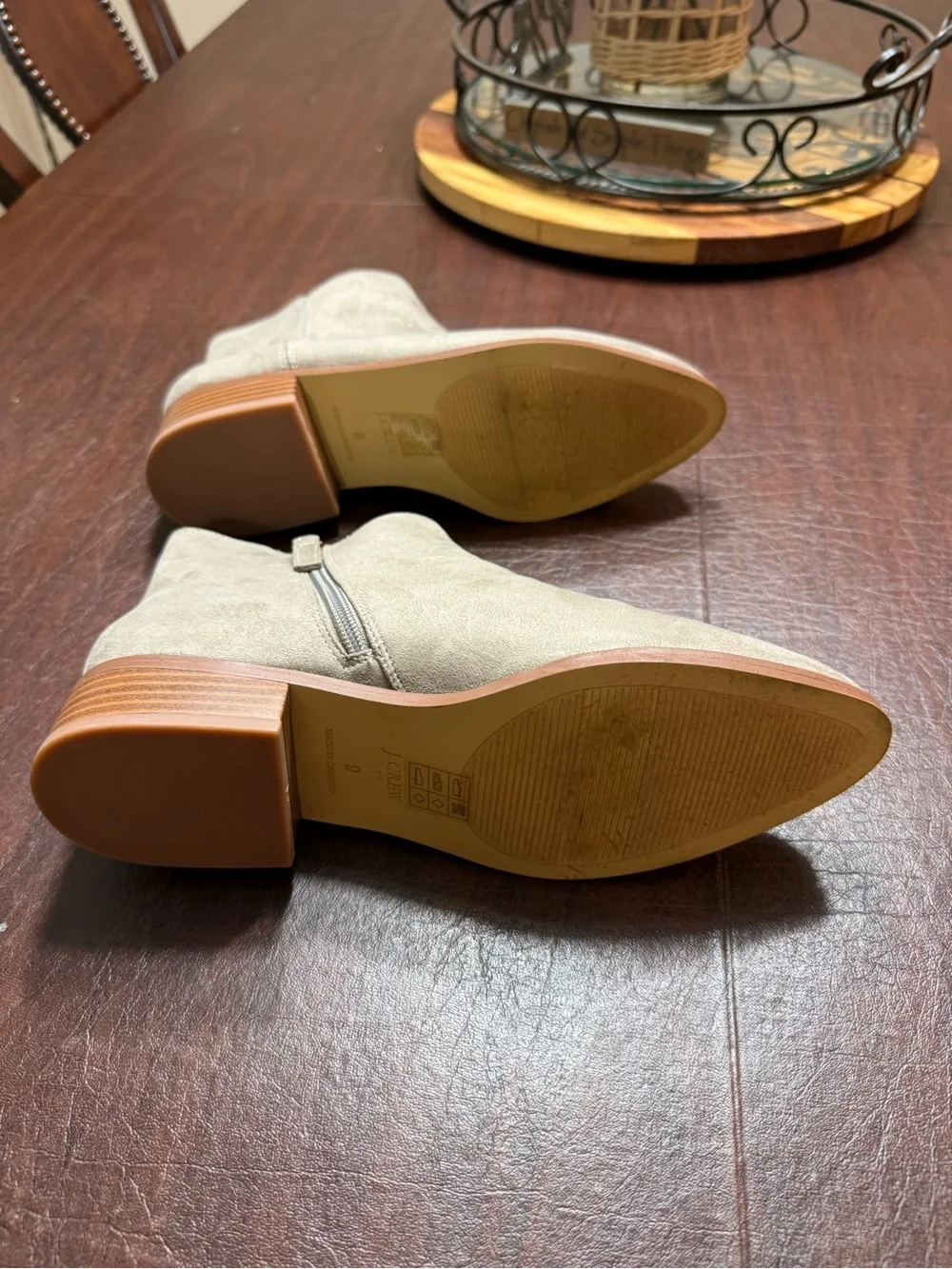 J. Crew Taupe Suede Ankle Booties with Side Zip